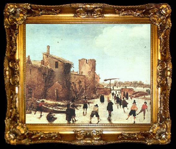 framed  Esaias Van de Velde Skaters on the Moat by the Walls, ta009-2